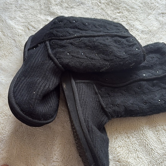 Juicy Couture Black Knit Sparkle Boots | Girls Size 4 | Y2K Cozy Glam Vibe - Picture 7 of 7